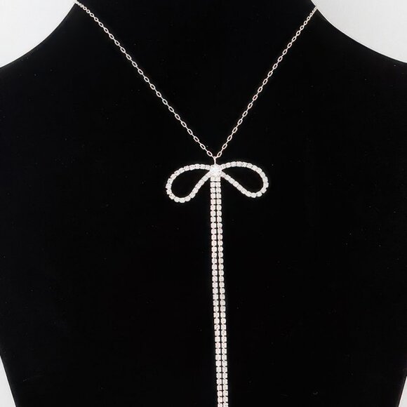 Rhinestone Bow Necklace - Picture 1 of 2